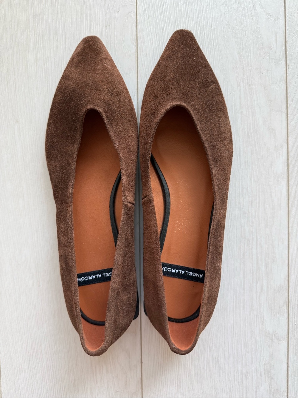 Brown Suede Pointed Toe Ballet Flats - Angel Alarcon?